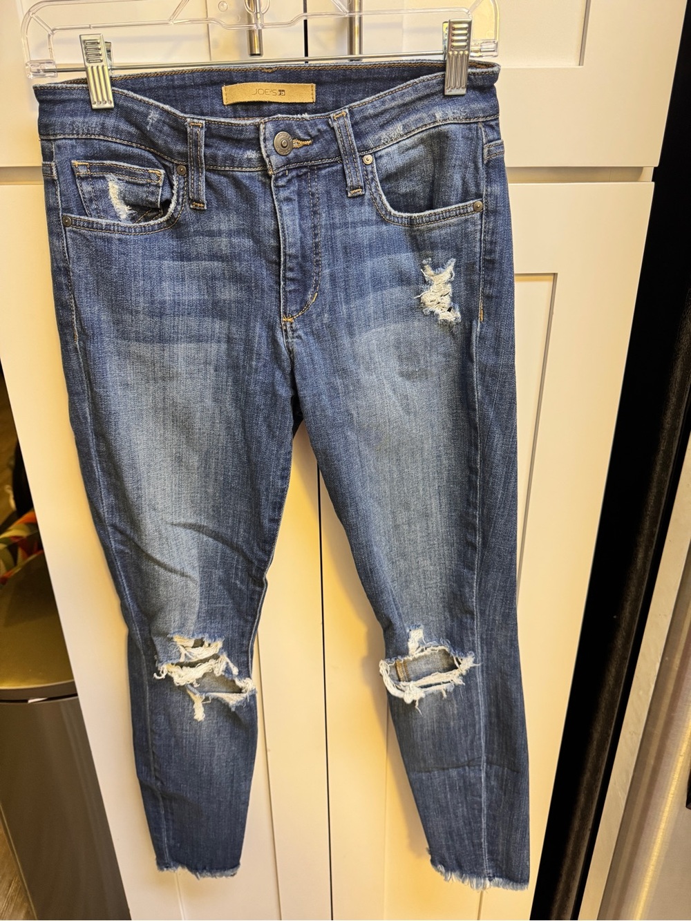 Joe's Jeans Distressed Dark Blue Cropped Ankle Jeans